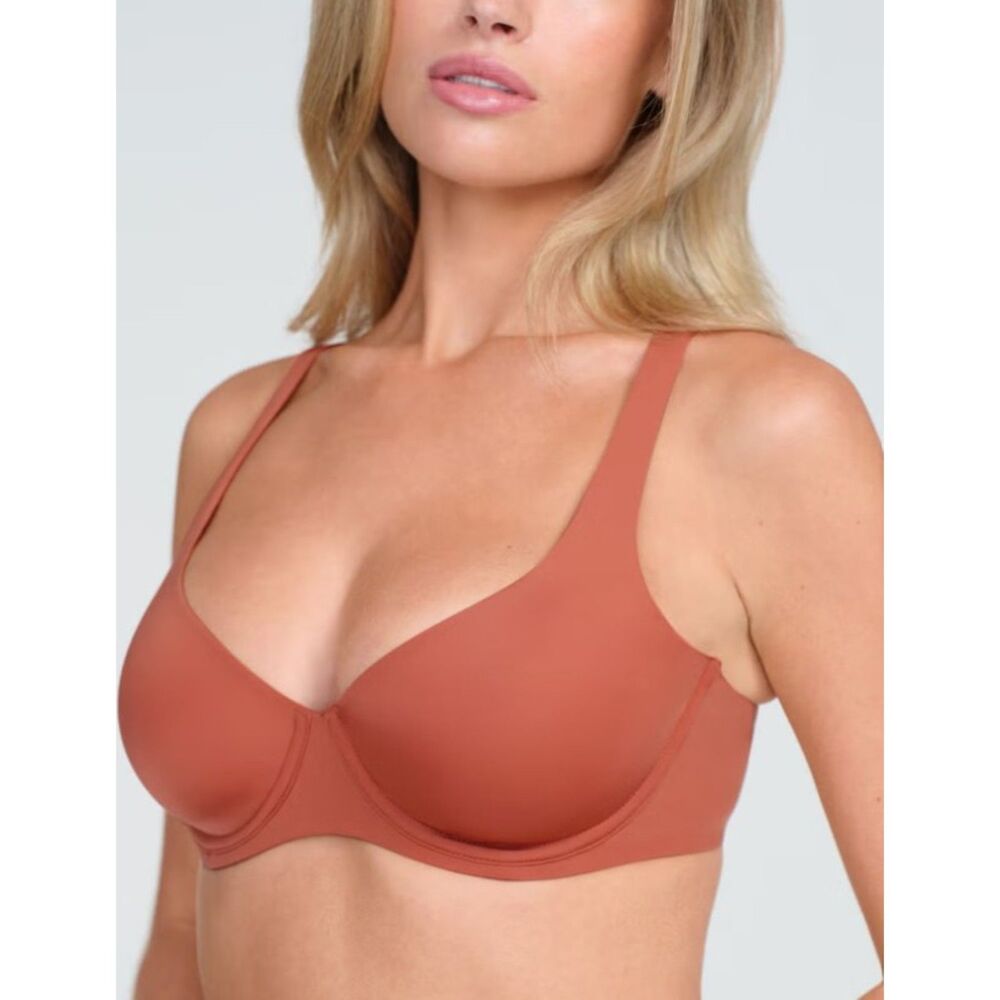 CUUP The Scoop Silky Smooth Microfiber Bra in Clay Red Orange size 34C
